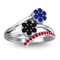 Black Onyx Fashion Ring In 14k White Gold With Blue Sapphire And Ruby – Zubha Simple Ring
