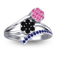 Black Onyx Fashion Ring In 14k White Gold With Pink Tourmaline And Blue Sapphire – Zubha Simple Ring