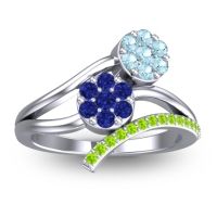 Blue Sapphire Fashion Ring In 14k White Gold With Aquamarine And Peridot – Zubha Simple Ring