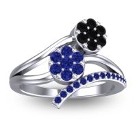 Blue Sapphire Fashion Ring In 14k White Gold With Black Onyx – Zubha Simple Ring