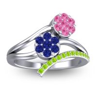 Blue Sapphire Fashion Ring In 14k White Gold With Pink Tourmaline And Peridot – Zubha Simple Ring