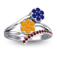 Citrine Fashion Ring In 14k White Gold With Blue Sapphire And Garnet – Zubha Simple Ring