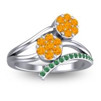 Citrine Fashion Ring In 14k White Gold With Emerald – Zubha Simple Ring
