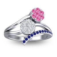 Lab Diamond Fashion Ring In 14k White Gold With Pink Tourmaline And Blue Sapphire – Zubha Simple Ring