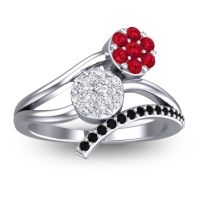 Lab Diamond Fashion Ring In 14k White Gold With Ruby And Black Onyx – Zubha Simple Ring