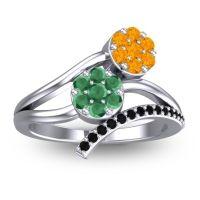 Emerald Fashion Ring In 14k White Gold With Citrine And Black Onyx – Zubha Simple Ring