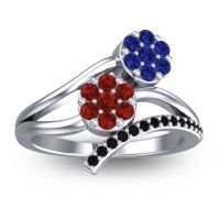 Garnet Fashion Ring In 14k White Gold With Blue Sapphire And Black Onyx – Zubha Simple Ring