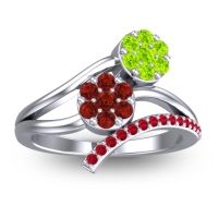 Garnet Fashion Ring In 14k White Gold With Peridot And Ruby – Zubha Simple Ring