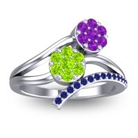 Peridot Fashion Ring In 14k White Gold With Amethyst And Blue Sapphire – Zubha Simple Ring