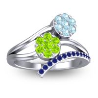 Peridot Fashion Ring In 14k White Gold With Aquamarine And Blue Sapphire – Zubha Simple Ring