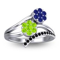 Peridot Fashion Ring In 14k White Gold With Blue Sapphire And Black Onyx – Zubha Simple Ring