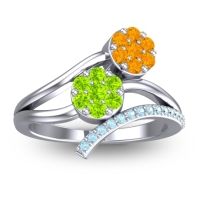 Peridot Fashion Ring In 14k White Gold With Citrine And Aquamarine – Zubha Simple Ring