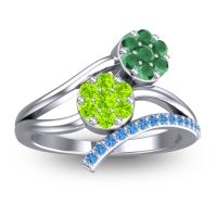 Peridot Fashion Ring In 14k White Gold With Emerald And Swiss Blue Topaz – Zubha Simple Ring