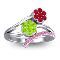Peridot Fashion Ring In 14k White Gold With Ruby And Pink Tourmaline – Zubha Simple Ring
