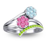 Pink Tourmaline Fashion Ring In 14k White Gold With Aquamarine And Peridot – Zubha Simple Ring