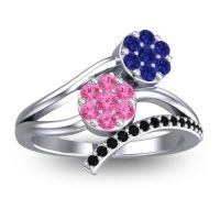 Pink Tourmaline Fashion Ring In 14k White Gold With Blue Sapphire And Black Onyx – Zubha Simple Ring