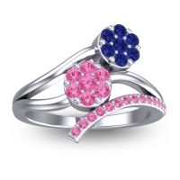 Pink Tourmaline Fashion Ring In 14k White Gold With Blue Sapphire – Zubha Simple Ring