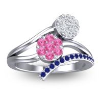 Pink Tourmaline Fashion Ring In 14k White Gold With Lab Diamond And Blue Sapphire – Zubha Simple Ring