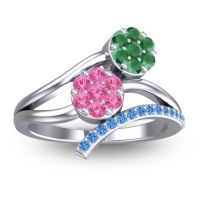 Pink Tourmaline Fashion Ring In 14k White Gold With Emerald And Swiss Blue Topaz – Zubha Simple Ring