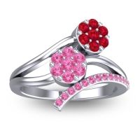 Pink Tourmaline Fashion Ring In 14k White Gold With Ruby – Zubha Simple Ring