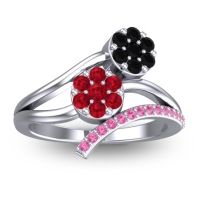 Ruby Fashion Ring In 14k White Gold With Black Onyx And Pink Tourmaline – Zubha Simple Ring