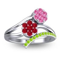 Ruby Fashion Ring In 14k White Gold With Pink Tourmaline And Peridot – Zubha Simple Ring