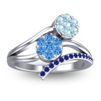 Swiss Blue Topaz Fashion Ring In 14k White Gold With Aquamarine And Blue Sapphire – Zubha Simple Ring