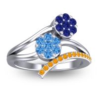 Swiss Blue Topaz Fashion Ring In 14k White Gold With Blue Sapphire And Citrine – Zubha Simple Ring