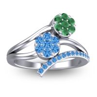 Swiss Blue Topaz Fashion Ring In 14k White Gold With Emerald – Zubha Simple Ring