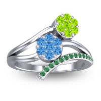 Swiss Blue Topaz Fashion Ring In 14k White Gold With Peridot And Emerald – Zubha Simple Ring
