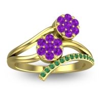 Amethyst Fashion Ring In 14k Yellow Gold With Emerald – Zubha Simple Ring