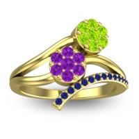 Amethyst Fashion Ring In 14k Yellow Gold With Peridot And Blue Sapphire – Zubha Simple Ring