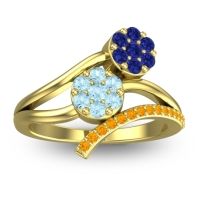 Aquamarine Fashion Ring In 14k Yellow Gold With Blue Sapphire And Citrine – Zubha Simple Ring