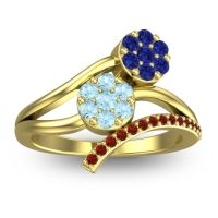 Aquamarine Fashion Ring In 14k Yellow Gold With Blue Sapphire And Garnet – Zubha Simple Ring