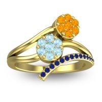 Aquamarine Fashion Ring In 14k Yellow Gold With Citrine And Blue Sapphire – Zubha Simple Ring