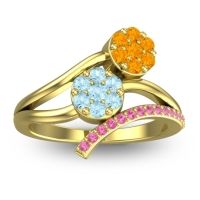 Aquamarine Fashion Ring In 14k Yellow Gold With Citrine And Pink Tourmaline – Zubha Simple Ring