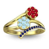 Aquamarine Fashion Ring In 14k Yellow Gold With Ruby And Blue Sapphire – Zubha Simple Ring