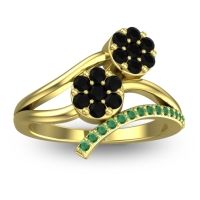 Black Onyx Fashion Ring In 14k Yellow Gold With Emerald – Zubha Simple Ring