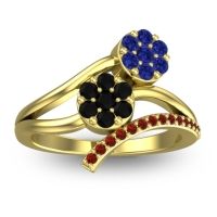 Black Onyx Fashion Ring In 14k Yellow Gold With Blue Sapphire And Garnet – Zubha Simple Ring