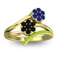 Black Onyx Fashion Ring In 14k Yellow Gold With Blue Sapphire And Peridot – Zubha Simple Ring
