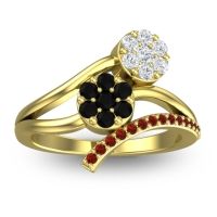 Black Onyx Fashion Ring In 14k Yellow Gold With Diamond And Garnet – Zubha Simple Ring
