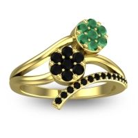 Black Onyx Fashion Ring In 14k Yellow Gold With Emerald – Zubha Simple Ring