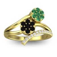 Black Onyx Fashion Ring In 14k Yellow Gold With Emerald And Lab Diamond – Zubha Simple Ring
