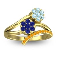 Blue Sapphire Fashion Ring In 14k Yellow Gold With Aquamarine And Citrine – Zubha Simple Ring