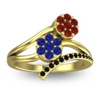 Blue Sapphire Fashion Ring In 14k Yellow Gold With Garnet And Black Onyx – Zubha Simple Ring