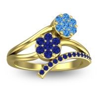 Blue Sapphire Fashion Ring In 14k Yellow Gold With Swiss Blue Topaz – Zubha Simple Ring