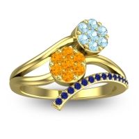 Citrine Fashion Ring In 14k Yellow Gold With Aquamarine And Blue Sapphire – Zubha Simple Ring
