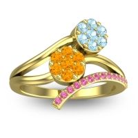Citrine Fashion Ring In 14k Yellow Gold With Aquamarine And Pink Tourmaline – Zubha Simple Ring