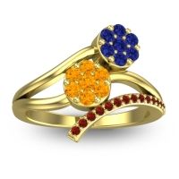 Citrine Fashion Ring In 14k Yellow Gold With Blue Sapphire And Garnet – Zubha Simple Ring