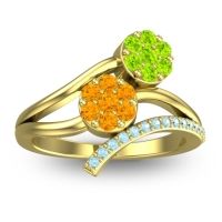 Citrine Fashion Ring In 14k Yellow Gold With Peridot And Aquamarine – Zubha Simple Ring